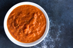 Vodka Sauce in a Bowl. vodka sauce pizza is common in the tri-state area.