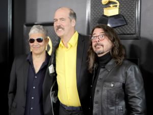 Pat Smear, Krist Novoselic, and Dave Grohl of Nirvana attend the 65th GRAMMY Awards on February 05, 2023 in Los Angeles, California.