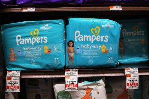 Pampers diapers in the store. A Florida man threw a dirty diaper at his brother.