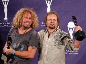 Michael Anthony and Sammy Hagar of Van Halen pose in the press room at the 22nd annual Rock And Roll Hall Of Fame Induction Ceremony at the Waldorf Astoria Hotel March 12, 2007 in New York City.