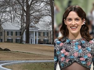 A general view of Graceland as fans gather outside Graceland to pay their respects to Lisa Marie Presley on January 13, 2023 in Memphis, Tennessee; Riley Keough attends The 2024 Met Gala Celebrating "Sleeping Beauties: Reawakening Fashion" at The Metropolitan Museum of Art on May 06, 2024 in New York City.