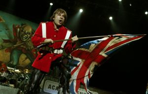 Singer Bruce Dickinson of Iron Maiden performs at Ozzfest 2005 at the Hyundai Pavilion on August 20, 2005 in San Bernandino, California.