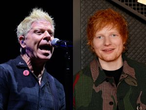 Dexter Holland of The Offspring performs live on stage during day on of Lollapalooza Brazil at Autodromo de Interlagos on March 22, 2024 in Sao Paulo, Brazil; Ed Sheeran attends the 66th GRAMMY Awards at Crypto.com Arena on February 04, 2024 in Los Angeles, California.