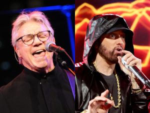 Steve Miller performs during Benefit Concert To Support The Mount Sinai Kyabirwa Village Surgical Facility In Uganda at Jazz at Lincoln Center on January 10, 2019 in New York City; Inductee Eminem performs onstage during the 37th Annual Rock & Roll Hall of Fame Induction Ceremony at Microsoft Theater on November 05, 2022 in Los Angeles, California.