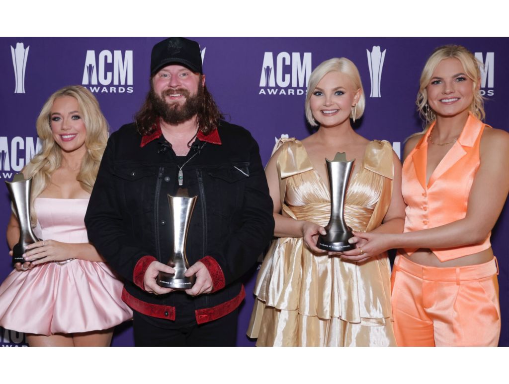 Megen Moroney, Nate Smith, and Tiger Lilly accept their early 2024 ACM Awards.