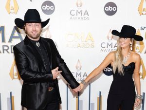 Lainey and her boyfriend Duck at the 2023 CMA Awards Red Carpet.