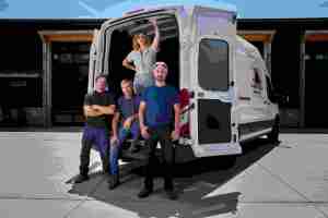 The cast of the History Channel's TV show "American Pickers" pose in the back of the van they use to drive across the country when filming the show. This Summer American Pickers return to Michigan!