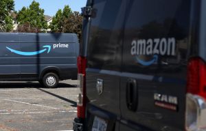 Amazon delivery trucks. Amazon delivered a package to a burning home!