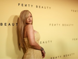 Rihanna attends her immersive beauty event in honor of Fenty Beauty's newest product launch, Soft'lit Naturally Luminous Longwear Foundation at 7th Street Studios