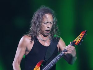 Kirk Hammett of Metallica performs at State Farm Stadium on September 01, 2023 in Glendale, Arizona.